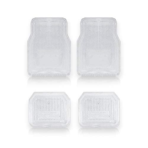 Vaygway All Weather Floor Mats-Universal 4 Piece Car Interior- Rubber Clear Car Plastic Rug-Blue-Tinged Weather Protection Mats