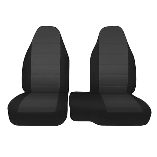 runfider 2Pcs 60/40 Cloth High Back Bench Seat Cover Fit for Ford Ranger XLT Front 1998 1999 2000 2001 2002 2003 Without Console Cover Black