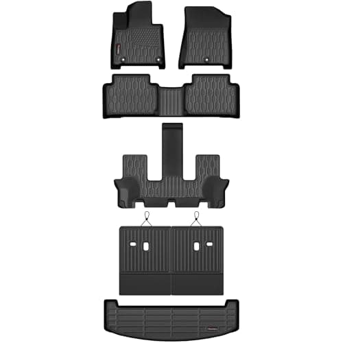AUTOBULL Floor Mats & Cargo Liner Compatible with 2024 2025 2026 Hyundai Santa Fe (Fit Gas),Full Set All Weather Protection 1st,2nd,3rd Row Car Liners,Backrest Mat & Trunk Mat,Black