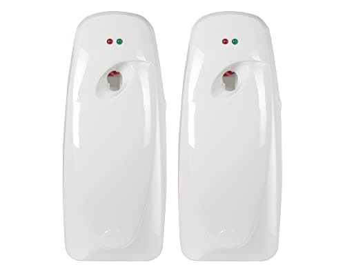 Automatic Air Freshener Spray Dispenser (2-Pack) Wall Mounted or Free Standing, Commercial and Home Use, Multiple Time Scent/Mist Release Settings for Room/Restroom Sprayer (White)