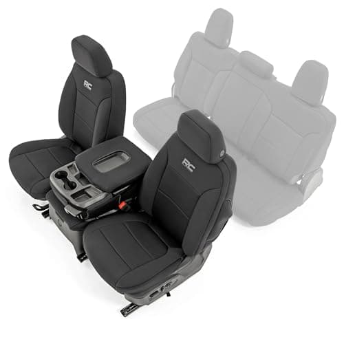 Rough Country Neoprene Front Seat Covers for Chevy Silverado & GMC Sierra 1500 (2019-2026) - Waterproof & UV Resistant, Foam Padded, Front Row Cover Set