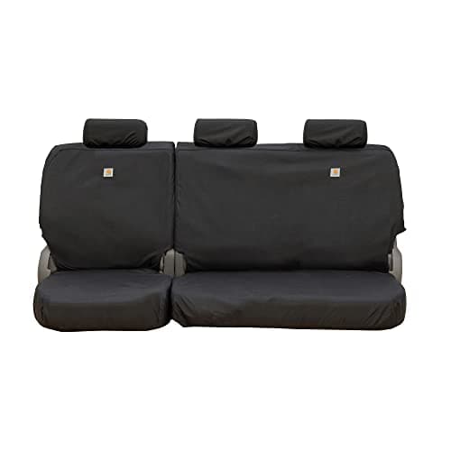 Covercraft Carhartt Super Dux SeatSaver Custom Seat Covers | Fits 2019-2025 Silverado/Sierra 1500/2500/3500 Crew Cab & Double Cab | 2nd Row 60/40 Bench Seat, Super Dux Black