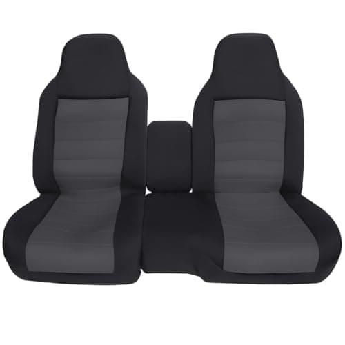 NLQR Dark Gray Front Seat Covers fit for Ford Ranger Pickup 2004-2012, Front 60/40 Cloth High Back Bench Seat Cover, Without Console Cover