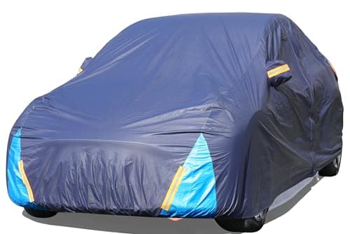 Tesla Model Y Car Cover Waterproof All Weather, 6 Layers Outdoor Full Exterior Cover Rain Sun UV Snowproof Protection with Zipper Cotton, Mirror Pocket and Charging Port