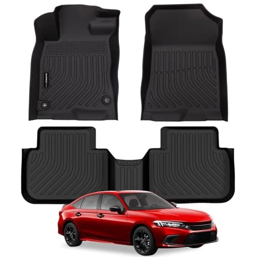 AUXKO All Weather Floor Mats for Honda Civic 2026 2025-2022 Sedan Hatchback Si(Include Sport|2nd Row with&w/o USB Port|Not for Hybrid) Acura Integra 2023-2026 Liners All Season Odorless Anti-Slip