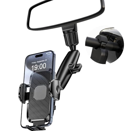 JDHDL Phone Holders for Your Car, Rear View Mirror Phone Holder, 360° Rotating Car Phone Holder Mount Compatible with All 4"-7" iPhone and Android Cell Phones