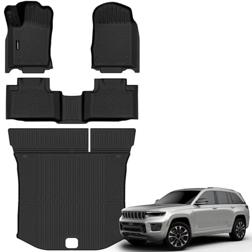 Auxko All Weather Floor Mats Cargo Mat for Jeep Grand Cherokee 5 Seats 2011-2021 & Grand Cherokee WK 2022 All Season TPE Accessories Guard Odorless Anti-Slip Floor Liners Trunk Mat
