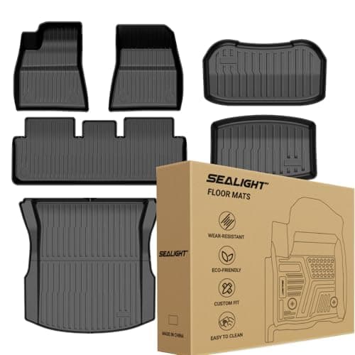 2024 2025 2026 Tesla Model 3 Floor Mats All Weather Full Set Made by SEALIGHT- Custom Fit for Model 3 Highland, Premium TPE Floor Liners, Waterproof, Anti-Slip & Easy to Clean Car Mats