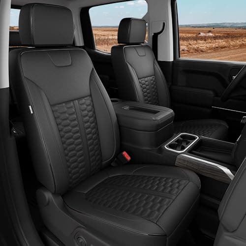 RIDEPOSH Custom Leather Seat Covers for Silverado/Sierra 1500 2019-2026, 2500HD 3500HD 2020-2026 Crew Cab Full Set with Jump Seat Cover,Truck Accessories