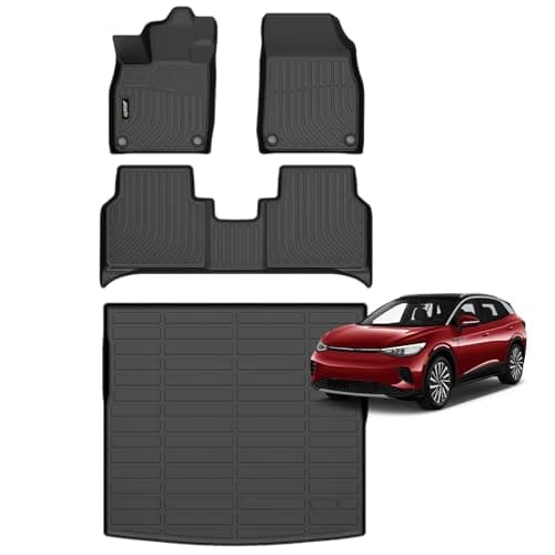 Jenofa-Car Floor Mats for VW ID.4 2021-2026 All Weather Mats Cargo Mat Custom Waterproof Durable Full Set Floor Liners for Volkswagen ID4 Accessories Black