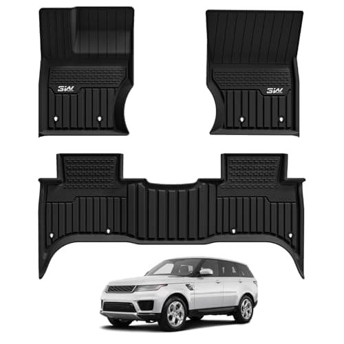 3W Floor Mats Fit Range Rover Sport 2014-2022(Not for Range/Land Rover Discovery Sport) TPE All Weather Custom Fit for Land Rover Sport 1st and 2nd Row Full Set Car Liners - Black