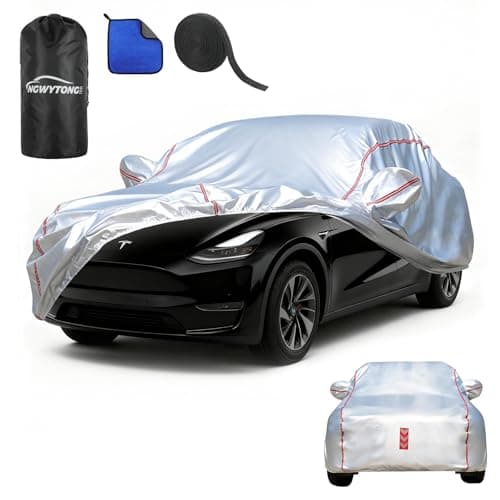 Ngwytong Car Cover Waterproof All Weather for Tesla Model Y 2020-2025,All-Around Fastening and 4 Upgrades, 30s Quick-Install for Car Cover