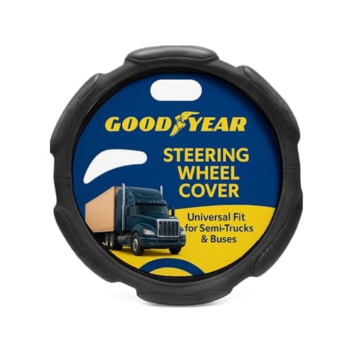 Goodyear Bus and Truck Steering Wheel Cover (18 INCHES) – Semi Truck, Vegan Leather Grip, Non-Slip, Comfortable, Heavy-Duty Protection Steering Wheel Cover