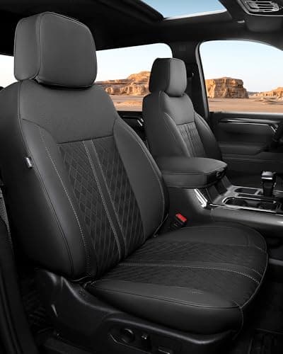 RIDEPOSH for Chevy Silverado & GMC Sierra Leather Seat Covers, Crew Cab 1500 2019-2026, 2500HD 3500HD 2020-2026, Custom Fit Truck Seat Cover Full Set, Black (W/O Rear Cupholder/Seatback Storage)