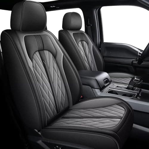 AOMSAZTO Ford Ranger Seat Covers: Full Set Custom Fit 2019 2020 2021 2022 2023 2024 2025 Ford Ranger Breathable Waterproof Leather Seat Protector(5 Seats, Black&Grey)