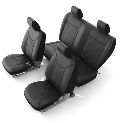 GIANT PANDA Full Set Seat Covers for Jeep Wrangler JK 4 Door 2013-2017 Sahara Sport Rubicon Unlimited Willys Wheeler Altitude,Faux Leather Seat Protectors (Full Set, Black)