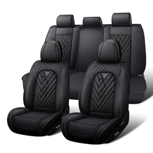 HESHS Car Seat Covers Full Set for Honda CR-V 2000-2026, Waterproof Nappa Leather Car Seat Cover, Full Coverage Car Seat Covers Sets(5 Seats/Black)