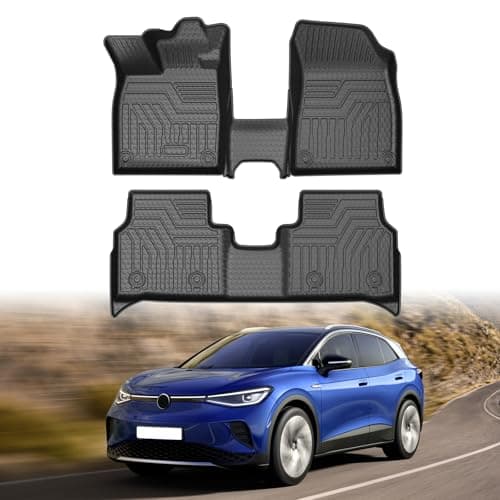 Mixsuper Floor Mats for Volkswagen ID.4 2021-2024 2025 2026, All Weather Floor Liners for VW ID4 Accessories 1st & 2nd Row Set Black