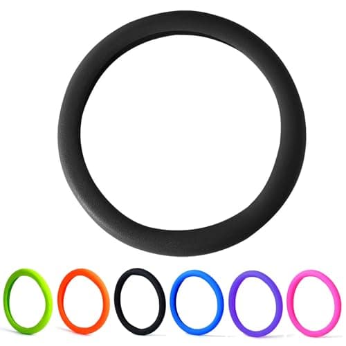30% Thicker Universal Stretchy Silicone Steering Wheel Cover for 14” 15” 16” Wheels - Anti-Slip Grip & Enhanced Control for Men & Women, All Weather Protection (Black)