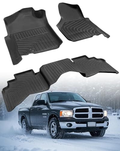 Car Floor Mats for Dodge Ram: Ram 1500 2002-2008 Crew Cab (Quad Cab) Ram 2500/3500 2003-2009 Crew Cab All-Weather Carpet Liners Front Rear Liners Custom Rubber Heavy Duty Truck Vehicle Accessories