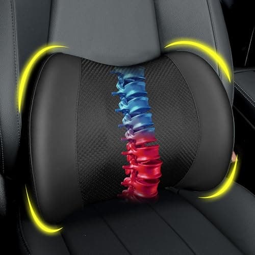 Lofty Aim Lumbar Support Pillow for Car, Memory Foam Lumbar Pillow for Lower Back Pain Relief - Back Cushion for Driving, Chair Support for Car-Office Chair, Wheelchair - Black