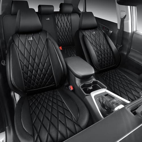 CAR PASS Rav4 Seat Covers Full Set Custom Fit for Toyota RAV4 Tocamo Corolla-Cross 2019-2024, Luxury Nappa Leather Waterproof Rav 4 Seat Covers, Anti-Slip Comfortable Airbag Compatible, Full Black