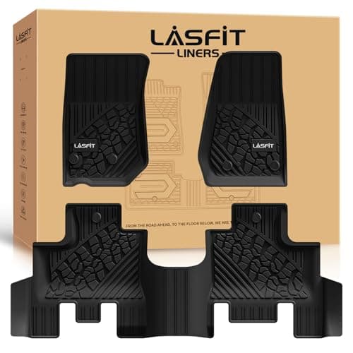 LASFIT Floor Mats for Jeep Wrangler JK 2014-2018 Unlimited 4-Door (NOT for JL or 2-Door) All Weather TPE Custom Fit Car Mats Floor Liners 1st & 2nd Row, Black