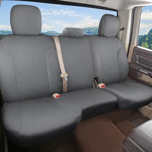 Coverado Oxford Rear Seat Covers for Chevy Silverado GMC Sierra, Fit 2014-2018 1500/2015-2019 2500HD 3500HD, Crew/Double/Extended Cab, Curved Rear, Gray