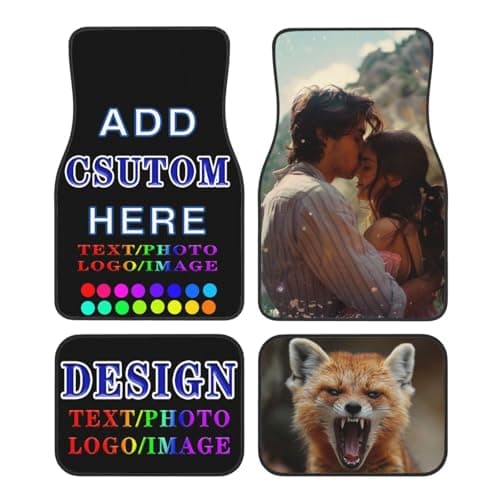 Custom Car Floor Mats for 4 Pieces Personalized Universal Car Foot Mats Add Your Photo Image Logo Text Customized Auto Interior Decorative Protection Foot Non Slip Carpet for for Sedan Truck Van SUV