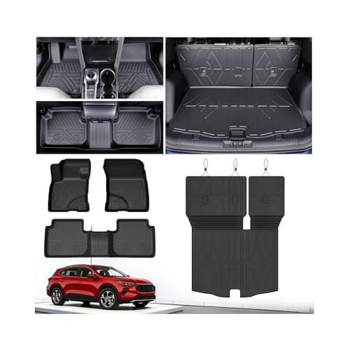 Runine Floor Mats for Ford Escape 2020-2023 2024 2025 2026 (Not for Hybrid), All Weather Protection Custom Floor Mats Trunk Cargo and Car Windshield Cover Set for Car Accessories,Car Floor Liners Set