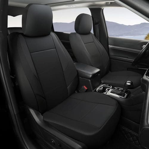 GIANT PANDA Front Car Seat Cover for Jeep Wrangler JK (2007-2018) Sahara Sport S Willys Rubicon, Faux Leather Bucket Seat Covers Jeep Accessories Custom Fit (Black)