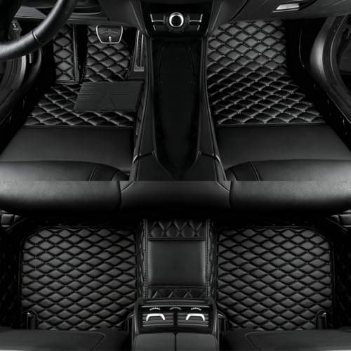 LUZiUNlnk Custom Personalized Floor Mats for Cars,Luxury Full Coverage All Car Floor Mats,Anti-Slip Leather Car Mat Set ,Custom Floor Mats for 99% of Cars, Trucks & SUVs. (Black)