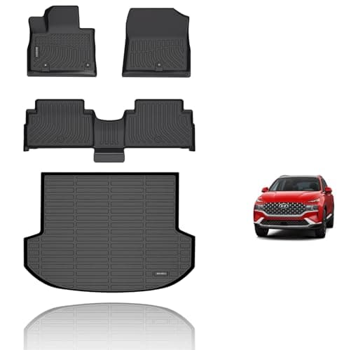 KELCSEECS Floor Mats & Cargo Liner for 2021 2022 2023 Hyundai Santa Fe Hybrid/2022 2023 Hyundai Santa Fe Plug-in Hybrid(PHEV) Car Mats All Weather Floor Liners Santa Fe Hybrid Floor Mats Trunk Mat