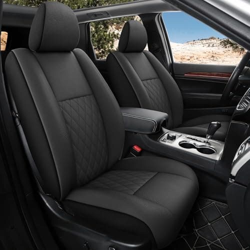 GIANT PANDA Front Faux Leather Seat Covers Custom Fit for Jeep Grand Cherokee WK2 2011-2021 Laredo Limited Overland Altitude Summit (2 Pack-Black)