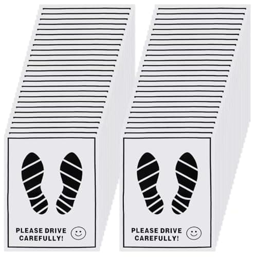 100 Pcs Paper Car Floor Mats - 20"x16" Disposable Auto Floor Pads with Footprint Words | Bulk White Kraft Paper Mats for Car Detailing Supplies, Dealerships & Vehicle Protection