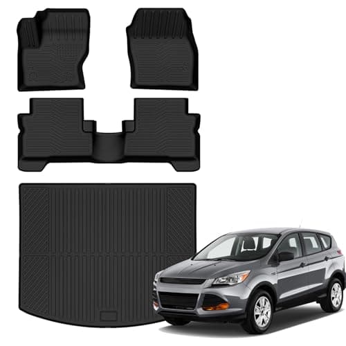 Auxko All Weather Floor Mats Cargo Mat for Ford Escape 2013 2014 2015 2016 2017 2018 2019 All Season TPE Accessories Guard Odorless Anti-Slip Floor Liners Trunk Mat