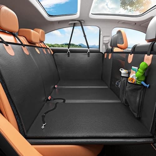 MYJAQI Back Seat Extender for Dogs, Waterproof Dog Car Seat Cover for Back Seat with Hard Bottom, 2026 Upgraded Material, Anti Scratch, Safer, Easy to Use and Clean, Holds 400lbs