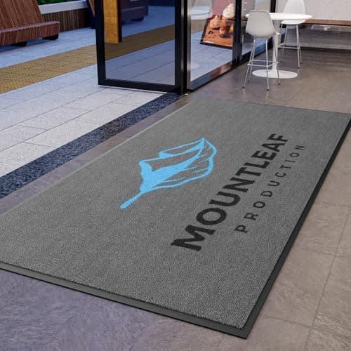 MAOVOT Custom Rugs with Logo Personalized Door Mat Welcome Entryway Rug with Non-Slip Rubber Backing Indoor Outdoor Doormat 50x80cm