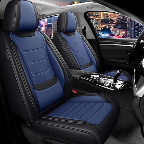 Car Seat Covers for Chrysler Town & Country 2000-2016, Family Seat Covers, Nappa Leather, Airbag Safe, Waterproof, Anti-Slip & Wear-Resistant, Auto Seat Covers Sets.(Standard Front Row/Black Blue)
