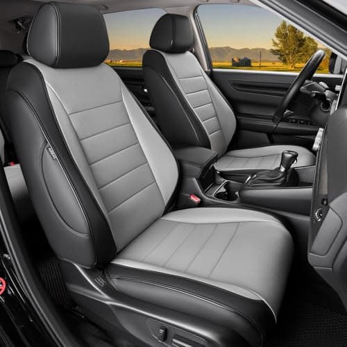 HKZ Fit CRV Car Seat Covers Full Set for Honda CR-V 2023 2024 2025 2026 CRV LX;EX;EX-L;Sport;Touring;Special Edition & Hybrid Model - Leather (Black/Gray)