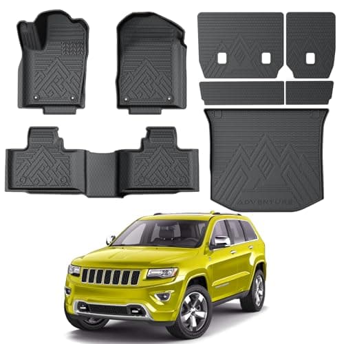 KUST Floor Mats for Jeep Grand Cherokee 2011-2021(Not for L), All Weather Cargo Mat with Back Seat Protector, TPE Floor Liners Trunk Mat Backrest Mat for Grand Cherokee Accessories, Full Set of 8