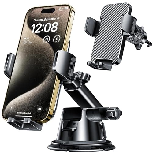 Qifutan Dash Mounted Holders Phone Holders for Your Car Phone Mount for Car Windshield Dashboard Air Vent Universal Desk Mounts Hands Free Automobile Cell Phone Holder Fit for iPhone Smartphone