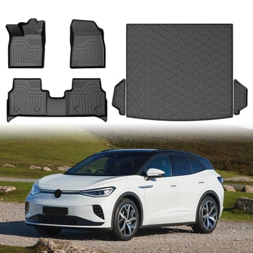 Mixsuper Floor Mats for Volkswagen ID.4 2021-2025 2026, Car Mat for VW ID4 All Weather Trunk Mat and 2 Row Floor Liners Accessories Set Black
