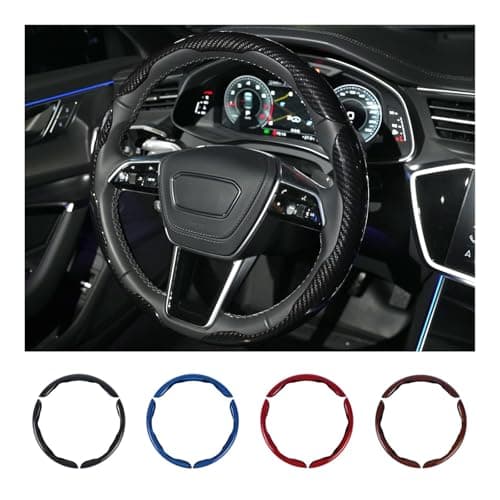 Hiseanllo Carbon Fiber Steering Wheel Cover 3PCS Set – Anti-Slip, Scratch-Resistant, Universal Fit for 14–16 Inch Wheels – Interior Car Accessories for Cars, SUVs, Trucks (Black)