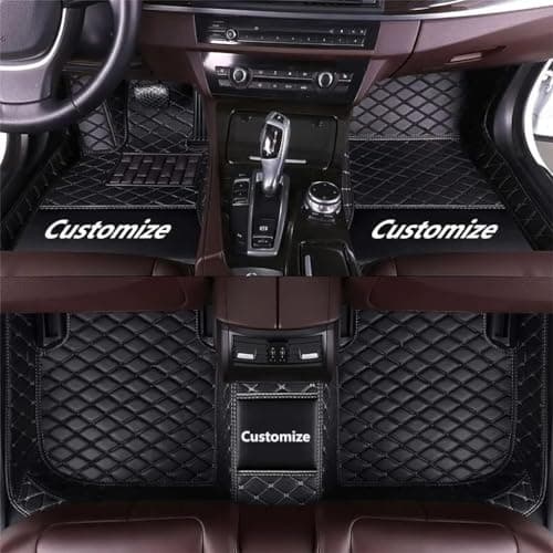 BXCSL Custom Personalized Floor Mats for Cars,Luxury Full Coverage All Car Floor Mats,Anti-Slip Leather Car Mat Set ,Custom Floor Mats for 97% of Cars, Trucks & SUVs (Black)