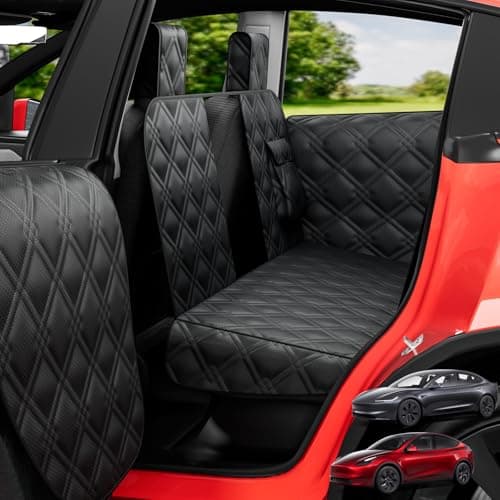 Dog Car Seat Cover For Back Seat Compatible With Tesla Model Y/3 - Pet Travel Hammock For Suv - Pets Backseat Covers For Car Seats -Waterproof Cars Seat Extender Protector Dogs with Headrest Protector