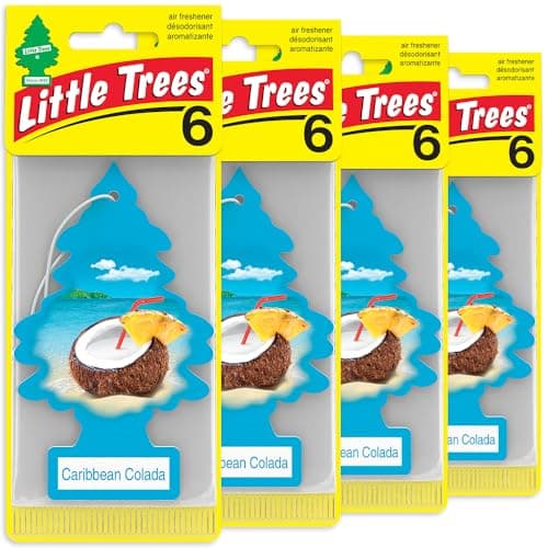 LITTLE TREES Car Air Freshener | Hanging Tree Provides Long Lasting Scent for Auto and Home | 24 Air Fresheners | Caribbean Colada