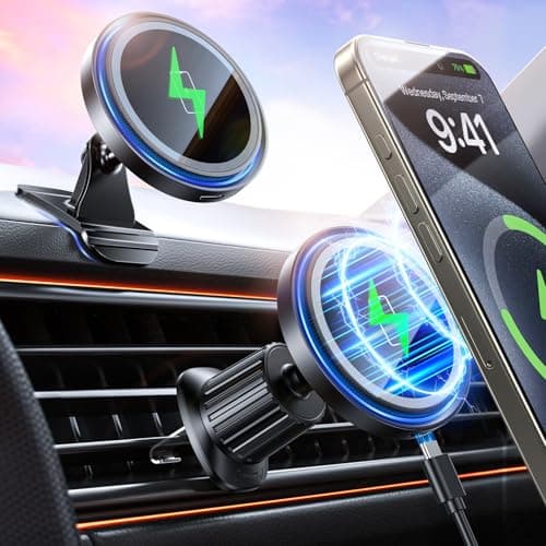 Mag-Safe Car Mount Charger 15W Magnetic Wireless Car Charger for iPhone 17 Accessories Magnetic Phone Holder for Car 3 in 1 Mag Safe Car Mount for iPhone17Pro/16/15/14/13/12 Series Gifts for Men Women