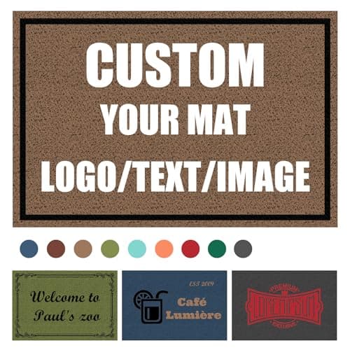 Personalized Door Mat Custom Door Mats Customized Commercial Welcome Doormat with Logo Text Image for Outside Entrance Front Foor Welcome Mat Non Slip Durable (Image)