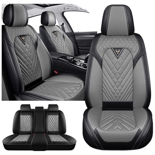 INSORIC Full Set for Toyota RAV4 Car Seat Covers 2000-2026, Waterproof Nappa Leather Car Seat Protector, Comfortable and Anti-Slip Car Seat Cover&Accessories(5 Seats/Black Gray)
